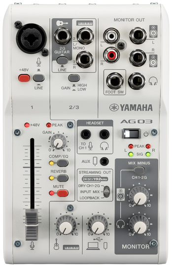 Yamaha AG03 MkII Live Streaming Mixer, valkoinen