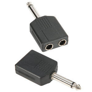 Sovitin Audioliitin 2 x 6,3 mm Mono Jack naaras 6,3 mm Mono Jack -liittimeen - Adam Hall