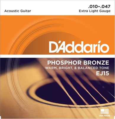 Daddario EJ15 Fosforipronssiset kitarajouset (Extra Light 10-47)