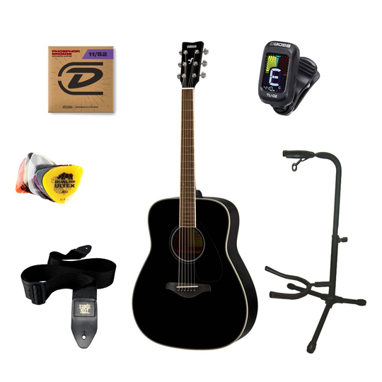 Yamaha FG820 BLII - musta - Aloituspakkaus