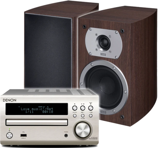 Denon M41 + Heco stereopaketti, espresso
