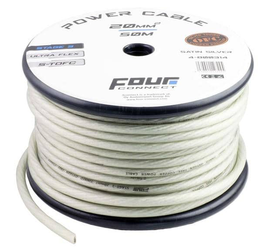 FOUR Connect STAGE3 20mm2 Satin Silver S-TOFC virtakaapeli