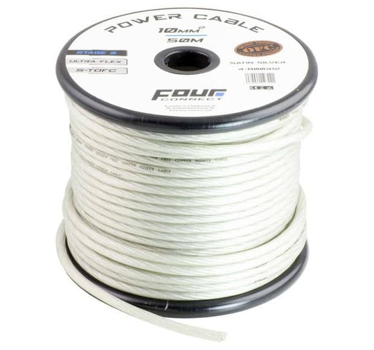 FOUR Connect STAGE3 10mm2 Satin Silver S-TOFC virtakaapeli